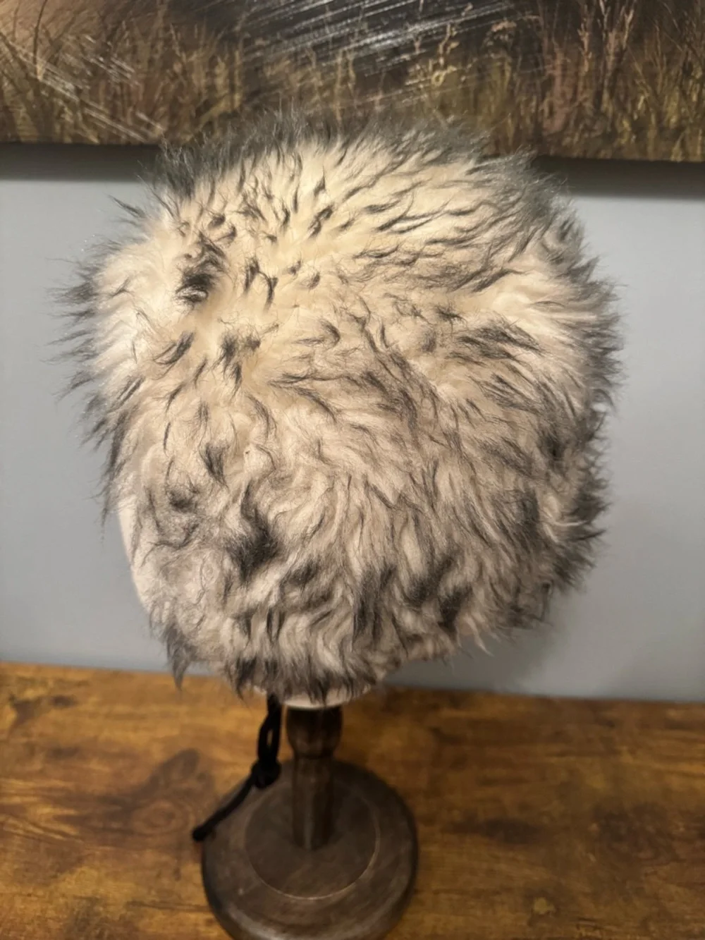 Womens Wolf Faux Fur Hat‎ White Black Shaggy Y2K Festival Winter Unisex